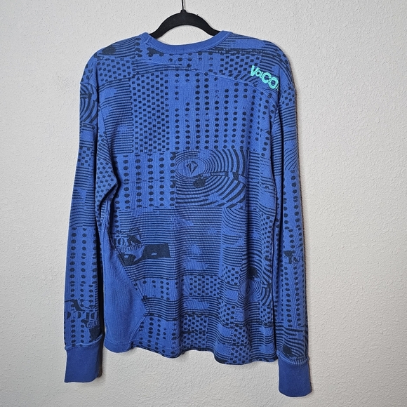 Vtg Volcom Mens L Thermal Long‎ Sleeve Tee Shirt Blue 90s Ski Snowboard Preppy - Picture 8 of 13